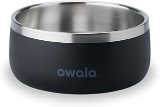 Pet Bowl - Durable Stainless Steel, Food and Water Bowl for Dogs, Cats, and All Pets, Non-Slip Base, 24oz, Black (Very, Very Dark)