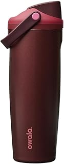 FreeSip Sway Insulated Stainless Steel Water Bottle with Two-Way Spout, Built-In Straw and Bucket Handle, Made for Travel, School, and Sports, 30oz, BPA Free, Leak Proof, Black Cherry