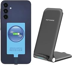 External Type-C Wireless Charging Adapter Receiver for Samsung Galaxy A14 A24 A34 A04 A54 with Stand Folding Charger