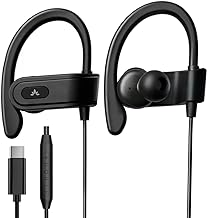 Avantree C171 - USB-C Wired Earbuds with Microphone & Volume Controls, Compatible with New iPhone 15 & 16, Samsung, Google & Android Type C Phones Headphones with Ear Hook for Running & Sports