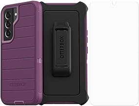 Samsung Galaxy S22 (Only) - Defender Series Case - Happy Purple - with Screen Protector - Holster Clip Included - Microbial Defense Protection - Non-Retail Packaging