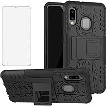 Asuwish Phone Case for Samsung Galaxy A10e with Tempered Glass Screen Protector and Slim Stand Hybrid Heavy Duty Rugged Protective Cell Cover A 10e 10ae S102DL Kickstand Mobile Women Men Black