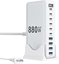 880W USB C Charger Block,10-Port USB C Charging Station GaN IV Travel Essentials Multiple Port Charging Station,140W Laptop Fast Charger Adapter for MacBook Pro/Air,DELL,iPad,iPhone,Samsung Galaxy