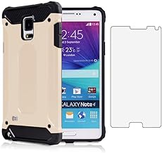 Asuwish Phone Case for Samsung Galaxy Note 3 with Tempered Glass Screen Protector Cover and Slim Rugged Hybrid Dual Layer Mobile Film Cell Accessories Protective Glaxay Note3 N9005 Women Men Gold