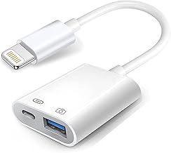 Apple Lightning to USB Camera Adapter with Charging Port, USB 3.0 OTG Cable for iPhone/iPad to Connect Card Reader, USB Flash Drive, U Disk, Keyboard, Mouse, Hubs, MIDI, Plug & Play