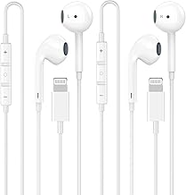 [Apple MFi Certified] iPhone Headphones Wired, 2 Pack Lightning Earbuds/Earphones Wired with Built-in Mic & Volume Control HiFi Stereo Nosie Reduction Compatible for iPhone 14 13 12 11 Pro Max XS XR X