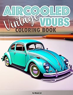 Aircooled Vintage VDubs Coloring Book: Beetles Bugs & Buses | 25 Black & White Illustrations to Color
