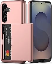 for Samsung Galaxy S25 Case with Card Holder Dual Layer Heavy Duty Protective Case Hidden Card Slot Slim Wallet Cover for Samsung S25 6.2''(Rose Gold)
