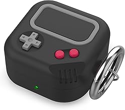 TRONWIN Case for Samsung Galaxy Buds Core/Buds FE/Buds2 Pro/Buds2/Buds Pro/Buds Live, Retro Game Console Design,Silicone Case Cover with Carabiner for Men Women Gamer (Black)