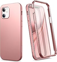 Compatible with iPhone 12 Mini Case 2020, [Built-in Screen Protector] Full-Body Protection Shockproof Rugged Bumper Soft Silicone Slim Protective Cover for iPhone 12 Mini 5.4 Inch (Rose Gold)