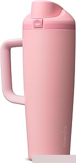 FreeSip Tumbler Insulated Stainless Steel Water Bottle with Built-in Straw and Side Handle, For Travel, Work, School, and Sports, 30oz, BPA Free, Leak Proof, Rose Quartz