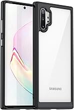 for Samsung Galaxy Note 10 Plus [360 Full Rubber Bumper & Transparent Back PC Cover] Shockproof Hard Ultra-Thin Protective Cover for Galaxy Note 10 Plus(Black)