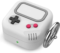 TRONWIN Case for Samsung Galaxy Buds Core/Buds FE/Buds2 Pro/Buds2/Buds Pro/Buds Live, Retro Game Console Design,Silicone Case Cover with Carabiner for Men Women Gamer (Light Grey)