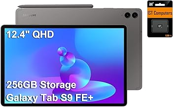 Galaxy Tab S9 FE+ Plus Android Tablet (12.4" Touchscreen, 8GB RAM, 128GB Storage + 128GB SD Card, 18-Hr Long Battery Life, S Pen, 8MP + 12MP Cameras, Lightweight Design), SM-X610, NA Version