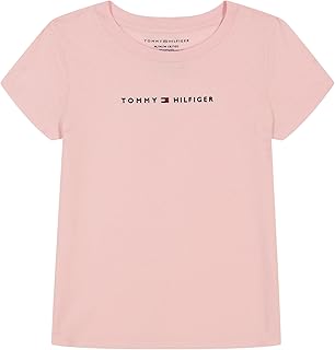 Girls Short Sleeve T-Shirt with Flag Logo, Cotton Blend Tee with Tagless Interior