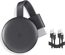 Chromecast - Streaming Device with HDMI Cable - Stream Shows, Music, Photos, and Sports from Your Phone to Your TV with Extra Cable- Charcoal