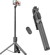 71” Phone Tripod & Selfie Stick, Portable All in One Extendable Cell Phone Tripod Stand, with Wireless Remote Control for iPhone/Samsung/Android/Camera
