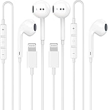 2 Pack Wired Headphones for iPhone Earbuds Built-in Microphone & Volume Control Nosie Reduction Headsets Compatible with iPhone 14/13/12/11/XR/XS/X/8/7/SE/Pro/Pro Max/Support All iOS System