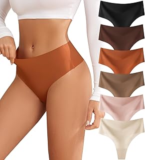 Thongs for Womens High Waisted Seamless for Women Underwear Sexy Breathable Panties 6 Pack