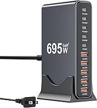 695W USB C Charger Block,10-Port USB C Charging Station GaN IV Travel Essentials Multiple Port Charging Station,140W Laptop Fast Charger Adapter for MacBook Pro/Air,DELL,iPad,iPhone,Samsung Galaxy