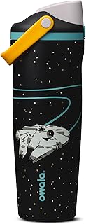 Star Wars FreeSip Sway Insulated Stainless Steel Water Bottle with Two-Way Spout, Built-In Straw and Bucket Handle, School, and Sports, 30oz, BPA Free, Leak Proof, Millennium Falcon