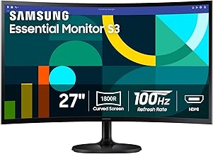 27" Essential S3 (S36GD) Curved Monitor - FHD, 1800R Curved Screen, 100Hz, Eye Saver Mode, Game Mode, HDMI D-sub, LS27D36CGANXZA