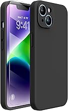 Designed for iPhone 14 Case with Screen Protector,[Upgraded Enhanced Camera Protection],Shockproof Liquid Silicone Case with Microfiber Lining, 6.1 inch,Black