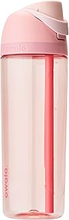 FreeSip Clear Tritan Plastic Water Bottle with Straw, BPA-Free Sports Water Bottle, Great for Travel, 25 Oz, Rose Quartz