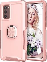Ankoe for Samsung Galaxy Note 20 Case, 3 in 1 Heavy Duty Rugged Hybrid Shockproof Hard PC Soft TPU Bumper Protective Case with 360° Rotate Ring for Samsung Galaxy Note 20 Pink