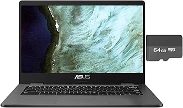 14.0" HD (1366 x 768) Anti-Glare Display Chromebook | Intel Celeron N3350 | Integrated Graphics | Webcam| Grey | 4GB RAM | 32GB SSD | Chrome OS | Bundle with 64GB SD Card