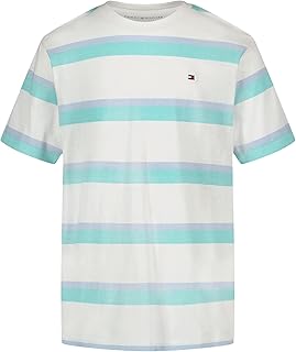 Boys' Short Sleeve Striped Crew Neck T-Shirt, Soft, Comfortable, Relaxed Fit