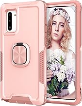 Ankoe for Samsung Galaxy Note 10 Case, 3 in 1 Heavy Duty Rugged Hybrid Shockproof Hard PC Soft TPU Bumper Protective Case with 360° Rotate Ring for Samsung Galaxy Note 10 Pink