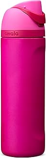 FreeSip Insulated Stainless Steel Water Bottle with Straw, BPA-Free Sports Water Bottle, Great for Travel, 24 Oz, Read My Lips
