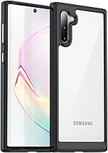 for Samsung Galaxy Note 10 Case [360 Full Rubber Bumper & Transparent Back PC Cover] Shockproof Hard Ultra-Thin Protective Cover for Galaxy Note 10 (Black)
