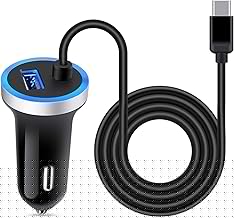 USB C Car Charger, 3.4A Fast Charging Car Adapter+3ft Type C Cable for Samsung Galaxy S26 S25 S24 S23 S22 S21 S20 S10 Note 20 A10E A20 A50 A51 A71,LG Stylo 6/5 G7 V60 ThinQ Moto G8 Google Pixel 4 3a