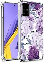 FollmeAir for Galaxy A51 Case, Slim Flexible TPU for Girls Women Airbag Bumper Shock Absorption Rubber Soft Silicone Case Cover Fit for Samsung Galaxy A51 (Purple Flower)