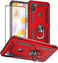 for Galaxy A11 Phone Case, Samsung A11 Phone Case with Screen Protector, Military Grade Protective Cases with Ring for Samsung Galaxy A11 (Red)