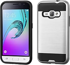 NEM Case Compatible with Samsung Galaxy J1 2016, Amp 2, Express 3, Luna, SM-J120A - Shockproof Brushed Defender Protective Slim Case (Silver)