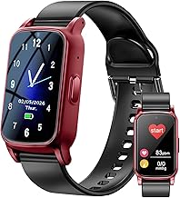 Fall Detection Smart Watch for Seniors with GPS Tracking, SOS Alert & HD Video Call, Waterproof Fitness Tracker for Dementia/Alzheimer’s, 4G Safety (Modern, Red)