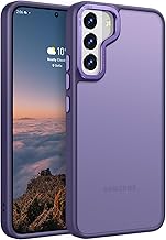 for Samsung Galaxy S22 Case, Translucent Frosted Hard Back, Soft Silicone Edge, Metallic Camera Lens, Anti-Scratch Protective Skin Feel Slim Fit Phone Cover for Galaxy S22, Matte Purple