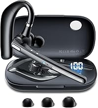Bluetooth Headset with 72-Hour Talk Time & 500mAh Charging Case, Bluetooth V5.3 Headset with Noise Cancelling Mic – Wireless Earpiece Hands-Free Headphones for Office Trucker Driving Business,Black