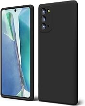 oakxco Designed for Samsung Galaxy Note 20 5G Phone Case Liquid Silicone Grip, Cute Thin Slim Soft Rubber TPU Plain Smooth Gel Cover for Women Girl, Matte Solid Protective & Shockproof, Black