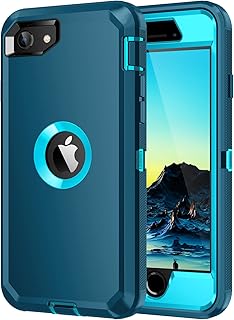 for iPhone SE 2022/2020 Case,[Built in Screen Protector] Heavy Duty Shockproof 3 Layers Full Body Protection Rugged Cover for iPhone SE(3rd/2nd Gen) 4.7",Turquoise