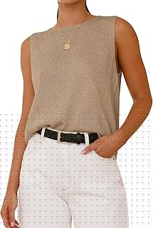 Sleeveless Sweater Tops for Women 2026 Crew Neck Lightweight Casual Loose Tank Summer Outfits Fashion Clothing