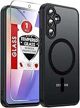 for Galaxy A54-5G Phone Case: A54 Samsung Phone Case with Screen Protector, [Magnet Fit] Matte Translucent Skin-Touch & Full Body Protection para Android Samsung A 54 Cell Cover, Black