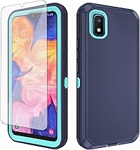Asuwish Phone Case for Samsung Galaxy A10e with Tempered Glass Screen Protector and Cell Cover Hybrid Rugged Shockproof Protective Mobile TPU Accessories Glaxay A 10e Gaxaly 10ae S102DL Women Men Blue