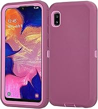 Galaxy A10E Case, with [Built-in Screen Protector] Tri-Layer Heavy Duty Full-Body Shock Absorption Cover for Samsung Galaxy A10E Wine/Pink