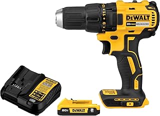 20V MAX Cordless Drill Driver Set, Electric Drill, Brushless 1/2 In 2 Speed, 2.0 Ah Battery and Charger Included, LED Light (DCD777D1)