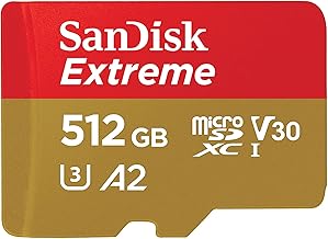 512GB Extreme microSDXC UHS-I Memory Card with Adapter - C10, U3, V30, 4K, 5K, A2, Micro SD Card - SDSQXAV-512G-GN6MA