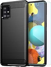 Samsung A51 5G Case with HD Screen Protector - M MAIKEZI Slim TPU Non-Slip Phone Cover (Black Brushed)